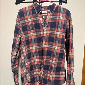 Goodthreads Mens‎ Blue Red Plaid Button Down Long Sleeve Shirt Size Large